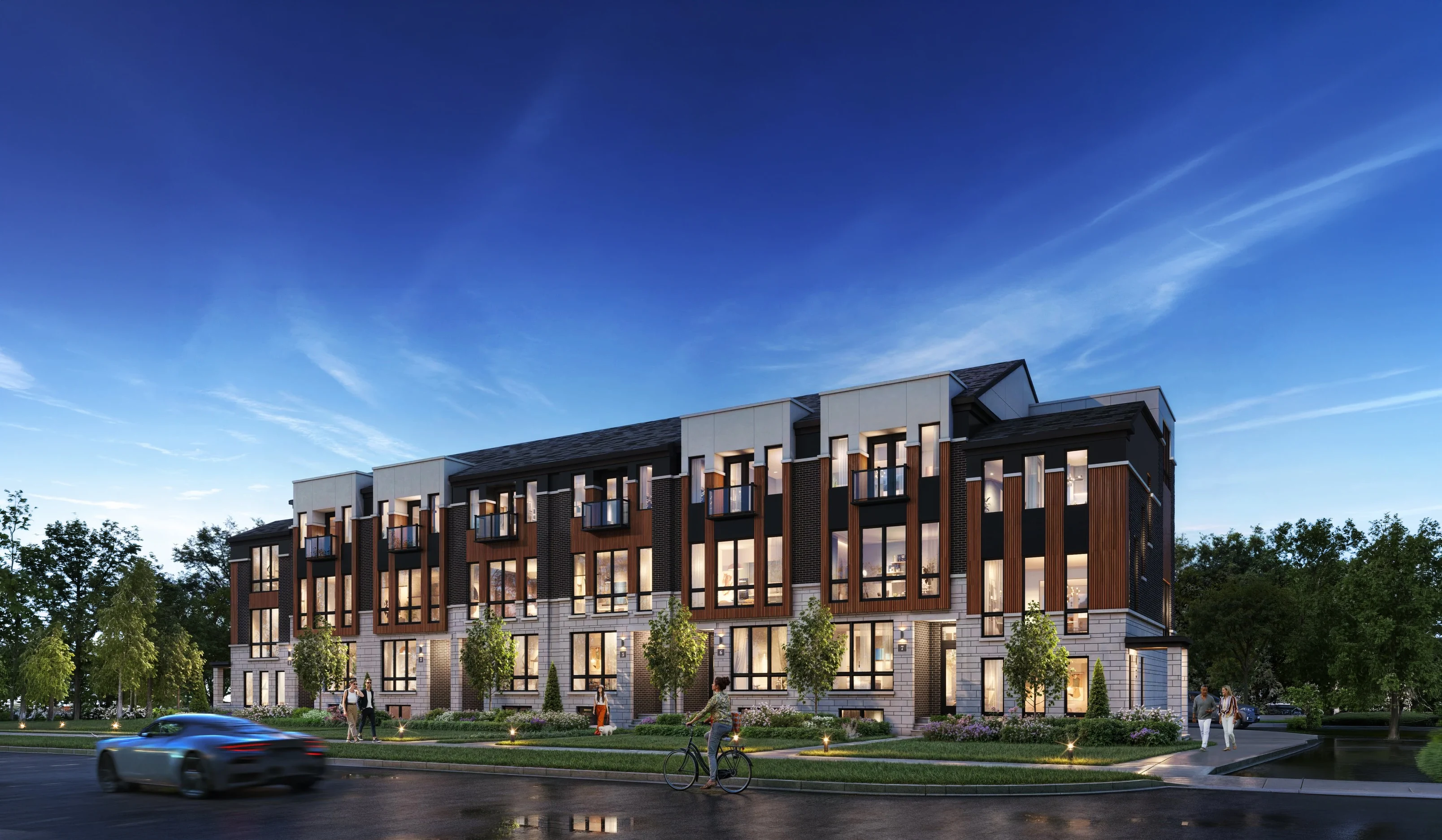 Exterior rendering of The townhomes